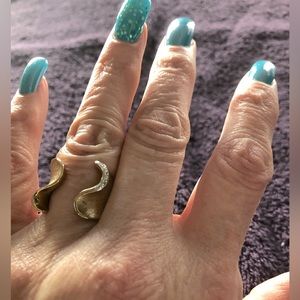 Gold plated band ring with CZ accents by Diamonique